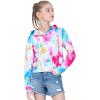 imageQuedoris Girls Crop Tops Unicorn TieDye Printed Hoodies Kids Long Sleeve Fashion Sweatshirts