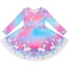 imageQuedoris Girls Dress Unicorn Printed Casual Party Twirly Dress for Kids in 2t to 10 YearsBubble Unicorn