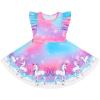 imageQuedoris Girls Dress Unicorn Printed Casual Party Twirly Dress for Kids in 2t to 10 YearsBubble Unicorn Cap
