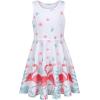 imageQuedoris Girls Dress Unicorn Printed Casual Party Twirly Dress for Kids in 2t to 10 YearsFlamingo Sleeveless