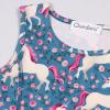 imageQuedoris Girls Dress Unicorn Printed Casual Party Twirly Dress for Kids in 2t to 10 YearsGreen Unicorn Sleeveless