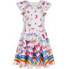 imageQuedoris Girls Dress Unicorn Printed Casual Party Twirly Dress for Kids in 2t to 10 YearsRainbow Butterfly Cap