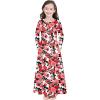 imageQuedoris Girls Maxi Dress Floral Printed Casual Dress with Pockets for Kids in 4 to 10 Years