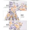 imageQuedoris Girls Ruffle Trim Dress Print and Solid Color Aline Swing Flared Belted Casual Party Dress with ZipperApricot Floral