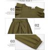imageQuedoris Girls Ruffle Trim Dress Print and Solid Color Aline Swing Flared Belted Casual Party Dress with ZipperArmy Green Fall
