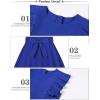 imageQuedoris Girls Ruffle Trim Dress Print and Solid Color Aline Swing Flared Belted Casual Party Dress with ZipperBright Blue