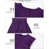 imageQuedoris Girls Ruffle Trim Dress Print and Solid Color Aline Swing Flared Belted Casual Party Dress with ZipperDark Purple