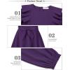 imageQuedoris Girls Ruffle Trim Dress Print and Solid Color Aline Swing Flared Belted Casual Party Dress with ZipperDark Purple Fall