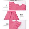 imageQuedoris Girls Ruffle Trim Dress Print and Solid Color Aline Swing Flared Belted Casual Party Dress with ZipperFuchsia