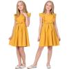 imageQuedoris Girls Ruffle Trim Dress Print and Solid Color Aline Swing Flared Belted Casual Party Dress with ZipperGinger