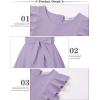 imageQuedoris Girls Ruffle Trim Dress Print and Solid Color Aline Swing Flared Belted Casual Party Dress with ZipperLavender