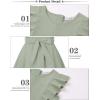 imageQuedoris Girls Ruffle Trim Dress Print and Solid Color Aline Swing Flared Belted Casual Party Dress with ZipperMint