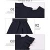 imageQuedoris Girls Ruffle Trim Dress Print and Solid Color Aline Swing Flared Belted Casual Party Dress with ZipperNavy