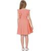 imageQuedoris Girls Ruffle Trim Dress Print and Solid Color Aline Swing Flared Belted Casual Party Dress with ZipperOrange