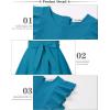 imageQuedoris Girls Ruffle Trim Dress Print and Solid Color Aline Swing Flared Belted Casual Party Dress with ZipperPeacock Blue