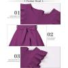 imageQuedoris Girls Ruffle Trim Dress Print and Solid Color Aline Swing Flared Belted Casual Party Dress with ZipperPurple