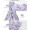 imageQuedoris Girls Ruffle Trim Dress Print and Solid Color Aline Swing Flared Belted Casual Party Dress with ZipperPurple Floral