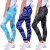 imageQuedoris Girls Printed Leggings Yoga Pants Multipack Leggings for Kids in 3t to 13 YearsTie Dye Blue Dark Purple Black