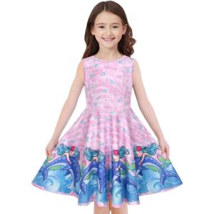 imageQuedoris Girls Dress Unicorn Printed Casual Party Twirly Dress for Kids in 2t to 10 YearsBubble Mermaid Sleeveless