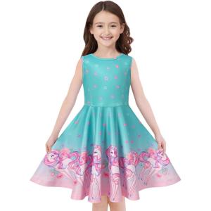 imageQuedoris Girls Dress Unicorn Printed Casual Party Twirly Dress for Kids in 2t to 10 YearsFlorals Unicorn Sleeveless