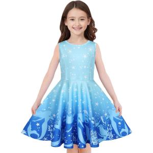 imageQuedoris Girls Dress Unicorn Printed Casual Party Twirly Dress for Kids in 2t to 10 YearsMermaid Sleeveless
