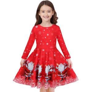 imageQuedoris Girls Dress Unicorn Printed Casual Party Twirly Dress for Kids in 2t to 10 YearsSantas Gift