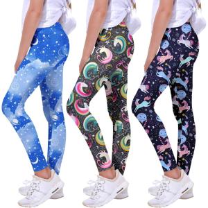 imageQuedoris Girls Printed Leggings Yoga Pants Multipack Leggings for Kids in 3t to 13 YearsBalloon Unicorn Bright Unicorn Galaxy