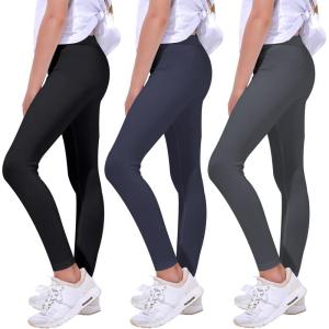 imageQuedoris Girls Printed Leggings Yoga Pants Multipack Leggings for Kids in 3t to 13 YearsBlack Navy Dark Grey
