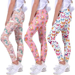 imageQuedoris Girls Printed Leggings Yoga Pants Multipack Leggings for Kids in 3t to 13 YearsFloral UnicornButterflySheep Unicorn