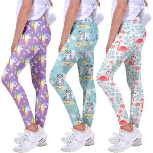 imageQuedoris Girls Printed Leggings Yoga Pants Multipack Leggings for Kids in 3t to 13 YearsHoliday CatFlamingoIcecream Unicorn