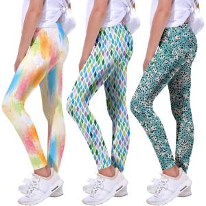 imageQuedoris Girls Printed Leggings Yoga Pants Multipack Leggings for Kids in 3t to 13 YearsLeopard Green Diamond Green Paint