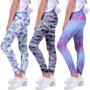 imageQuedoris Girls Printed Leggings Yoga Pants Multipack Leggings for Kids in 3t to 13 YearsPurple Grey Purple Gradient Purple