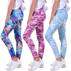 imageQuedoris Girls Printed Leggings Yoga Pants Multipack Leggings for Kids in 3t to 13 YearsRipple Blue Blue Red Camo Purple