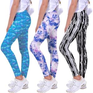 imageQuedoris Girls Printed Leggings Yoga Pants Multipack Leggings for Kids in 3t to 13 YearsS Blue Blue Pink Black White