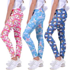 imageQuedoris Girls Printed Leggings Yoga Pants Multipack Leggings for Kids in 3t to 13 YearsStarryRainbowDreamy Unicorn