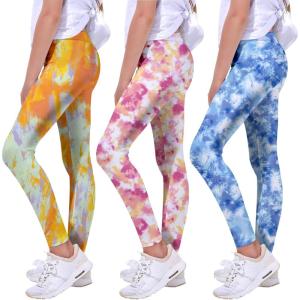imageQuedoris Girls Printed Leggings Yoga Pants Multipack Leggings for Kids in 3t to 13 YearsTie Dye Cloud Sea Sunset