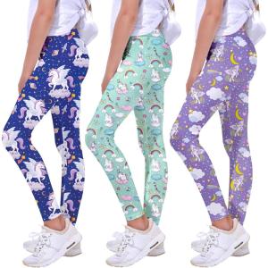 imageQuedoris Girls Printed Leggings Yoga Pants Multipack Leggings for Kids in 3t to 13 YearsUnicorn KingdomSkyGalaxy Unicorn