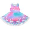 imageQuedoris Girls Dress Unicorn Printed Casual Party Twirly Dress for Kids in 2t to 10 YearsBubble Unicorn Sleeveless