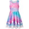 imageQuedoris Girls Dress Unicorn Printed Casual Party Twirly Dress for Kids in 2t to 10 YearsBubble Unicorn Sleeveless