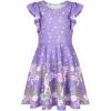 imageQuedoris Girls Dress Unicorn Printed Casual Party Twirly Dress for Kids in 2t to 10 YearsSky Unicorn Cap