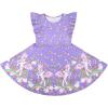 imageQuedoris Girls Dress Unicorn Printed Casual Party Twirly Dress for Kids in 2t to 10 YearsSky Unicorn Cap