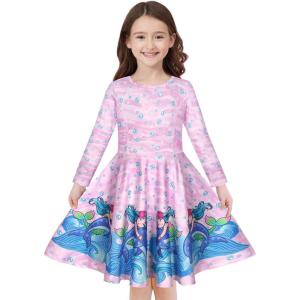 imageQuedoris Girls Dress Unicorn Printed Casual Party Twirly Dress for Kids in 2t to 10 YearsBubble Mermaid
