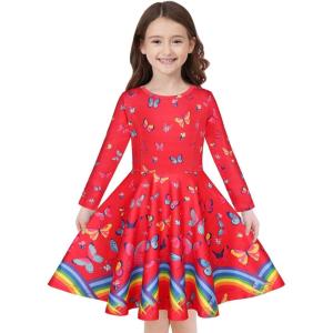 imageQuedoris Girls Dress Unicorn Printed Casual Party Twirly Dress for Kids in 2t to 10 YearsButterfly