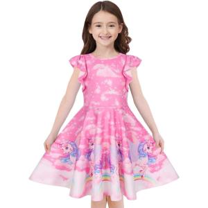 imageQuedoris Girls Dress Unicorn Printed Casual Party Twirly Dress for Kids in 2t to 10 YearsFantasy Unicorn Cap