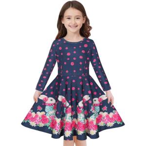 imageQuedoris Girls Dress Unicorn Printed Casual Party Twirly Dress for Kids in 2t to 10 YearsMiss Rabbit