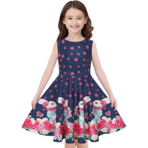 imageQuedoris Girls Dress Unicorn Printed Casual Party Twirly Dress for Kids in 2t to 10 YearsMiss Rabbit Sleeveless