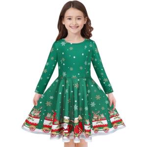 imageQuedoris Girls Dress Unicorn Printed Casual Party Twirly Dress for Kids in 2t to 10 YearsSantas Train