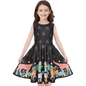 imageQuedoris Girls Dress Unicorn Printed Casual Party Twirly Dress for Kids in 2t to 10 YearsZoo Sleeveless