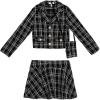 imageSpeechless Girls 2Piece Cropped Boucle Plaid Blazer Jacket and Skater Skirt SetBlack Plaid