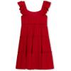 imageSpeechless Girls Dobby Jacquard Flutter Sleeve Tiered Ruffle Skirt Knee Length DressApple Red